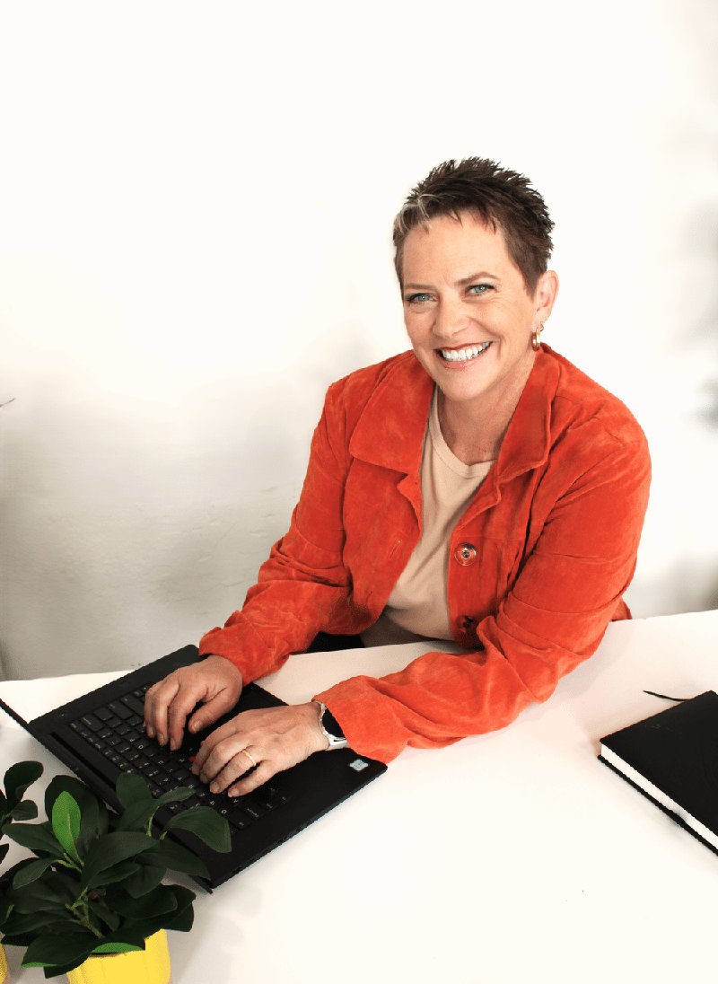 Kathy Olsen at her desk